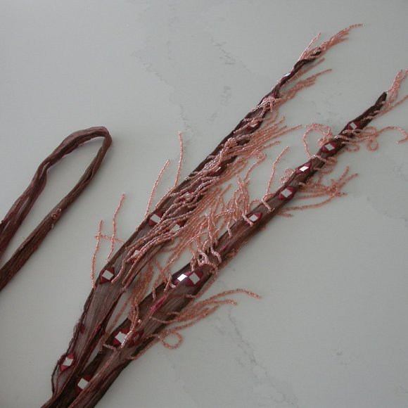 Swishy Burgundy and Pink Beaded Scarf - Picture 4 of 4